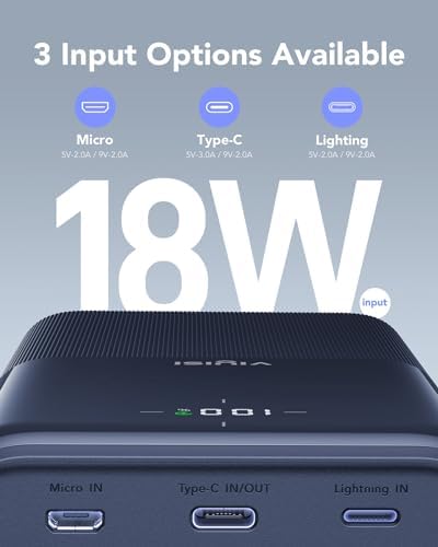 VIYISI 22.5W Fast Charging Power Bank | 4-Port USB C Portable Charger - Blue