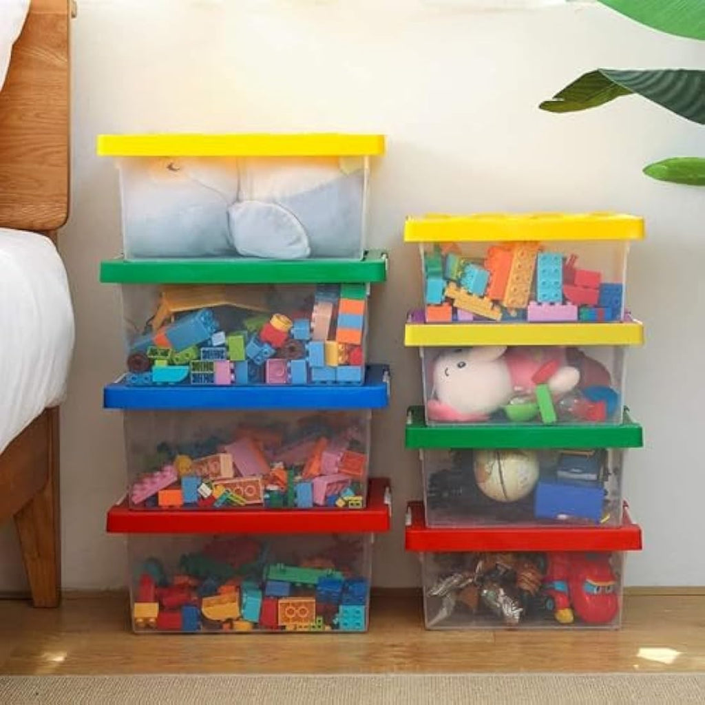 Greentainer Toy Storage Organizer Bins with Building Baseplate - Set of 2