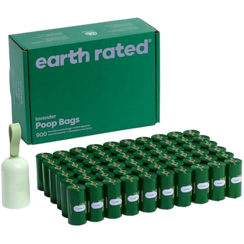 Earth Rated Dog Poo Bag Holder & 900 Leakproof Lavender Scented Bags