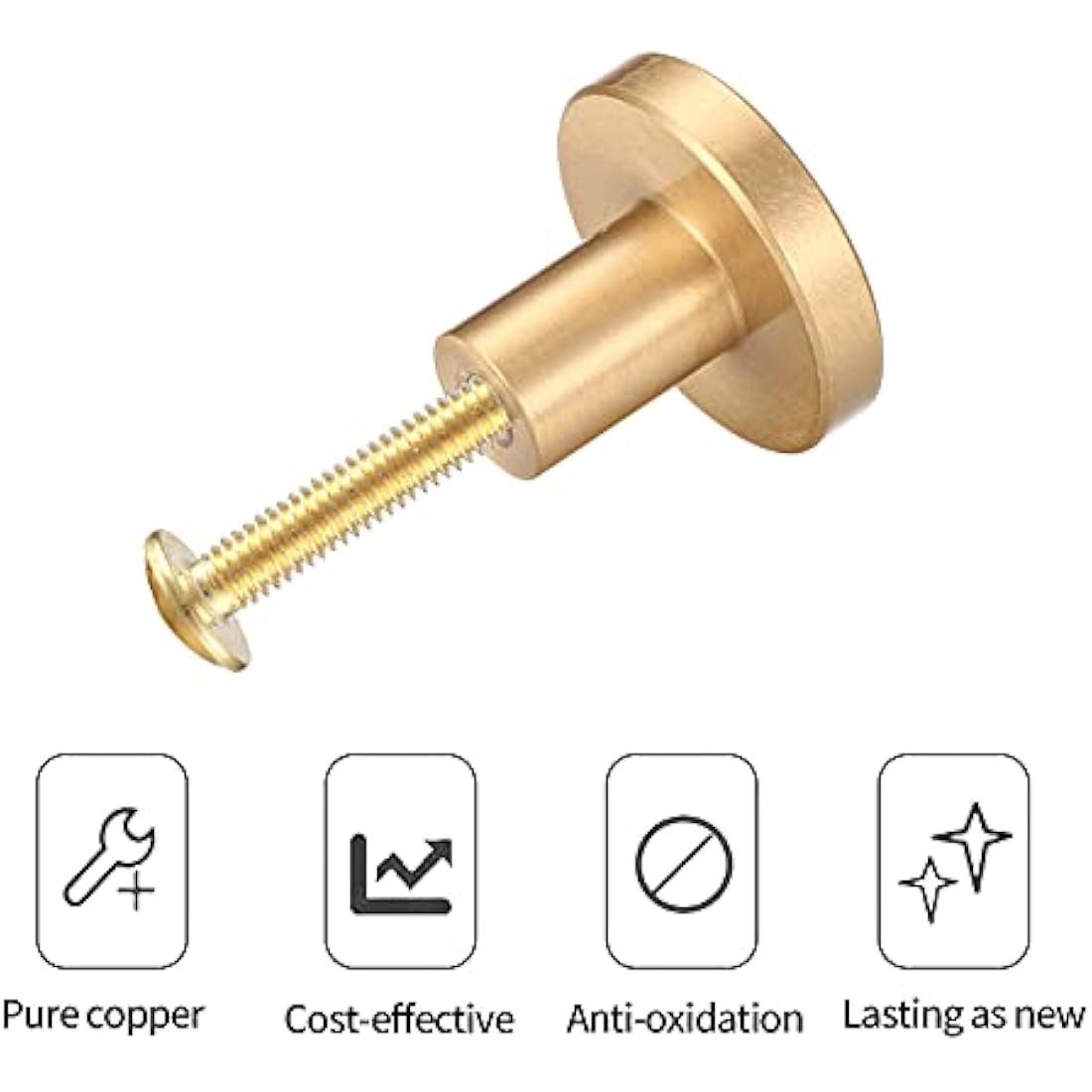 Gold Brass Cabinet Knobs – 6 Pcs Round Drawer Handles