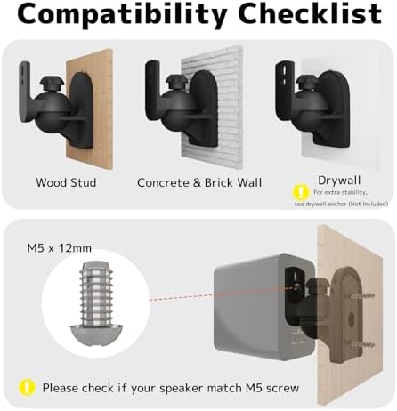 PUTORSEN Universal Speaker Wall Mount Brackets | Tilt & Swivel 2 Pack