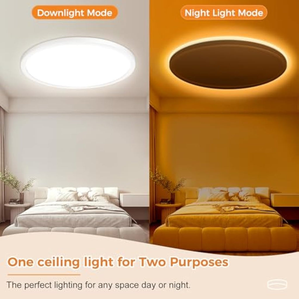Slochi 36W LED Ceiling Light | 40cm Dimmable Flush Mount with Remote