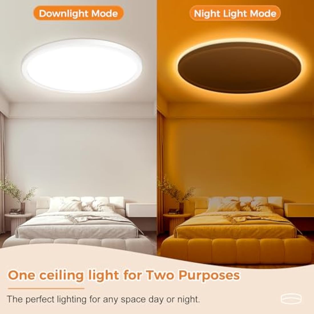 Slochi 36W LED Ceiling Light | 40cm Dimmable Flush Mount with Remote
