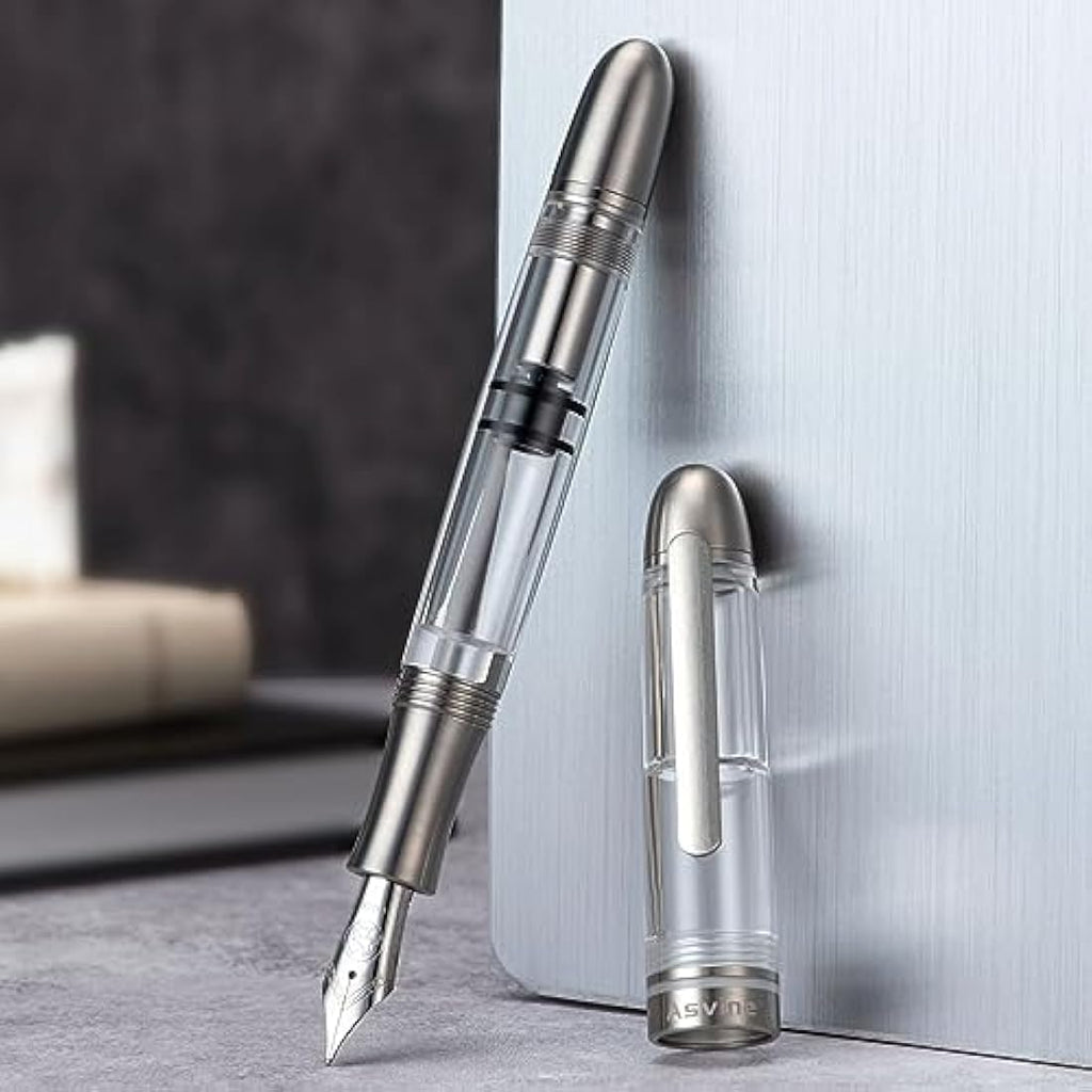 Asvine P36 Titanium Fountain Pen | Bock Fine Nib Piston Filler