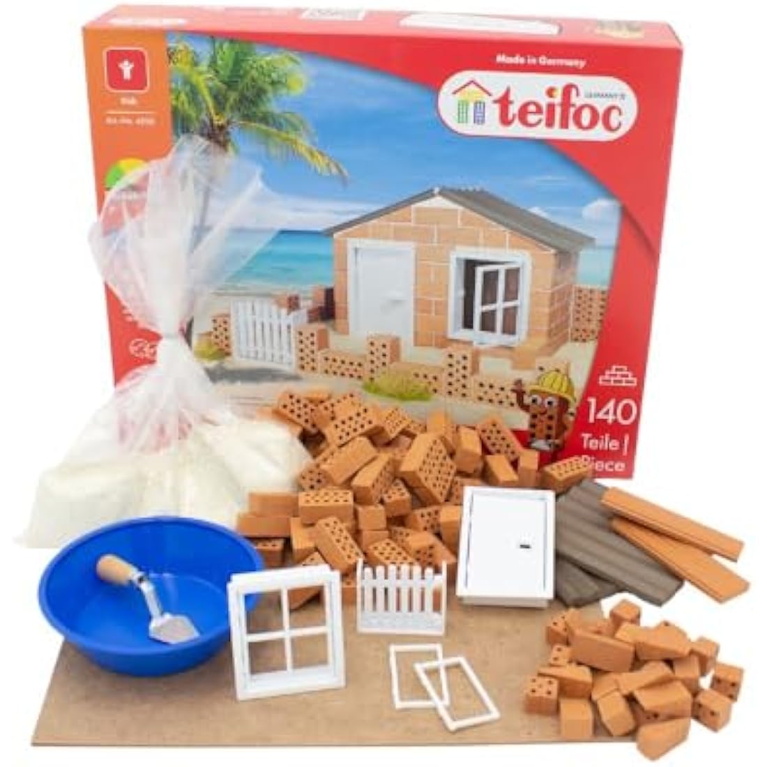 Teifoc Beach House Model Kit – Real Bricks and Reusable Cement Toy