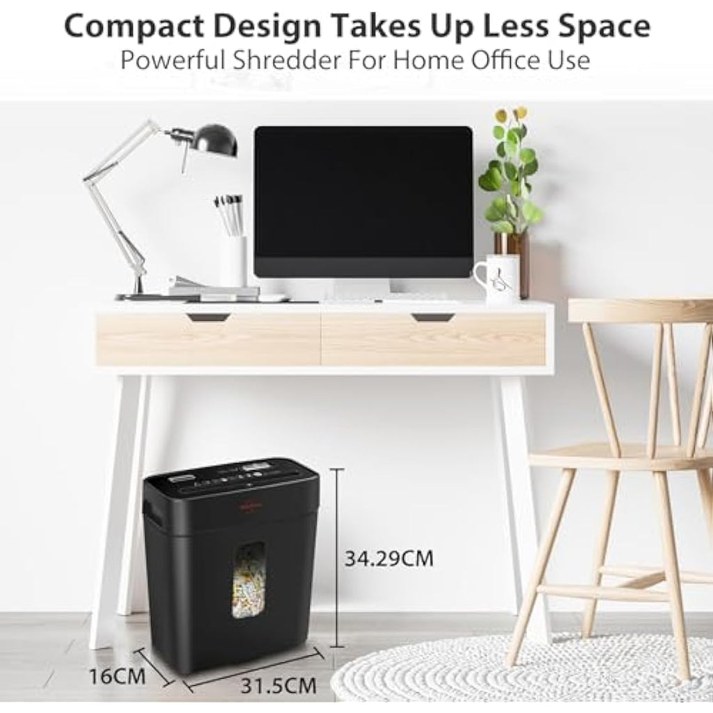 VidaTeco Cross-Cut Paper Shredder – 6-Sheet P-4 High Security for Home Office