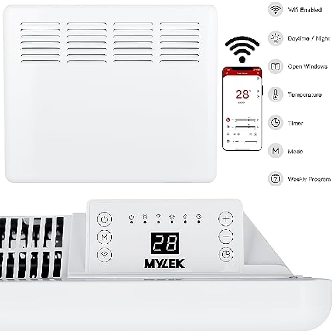 MYLEK 1000W Smart WiFi Panel Heater | Wall Mounted Electric Radiator