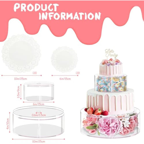 2-Piece Fillable Acrylic Cake Stand Set | 6 & 10 Inch Risers