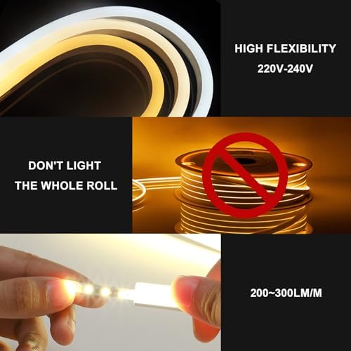 KSIBNW Neon LED Strip Light | 50m Waterproof IP65 Flexible Rope | Warm White