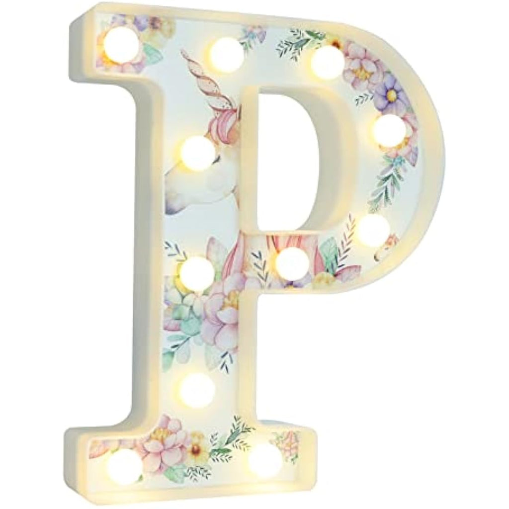 Unicorn LED Light Up Letter P – Warm White Night Light
