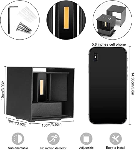CANMEIJIA LED Outdoor Wall Lights | 12W IP65 Waterproof Black Sconce 4-Pack