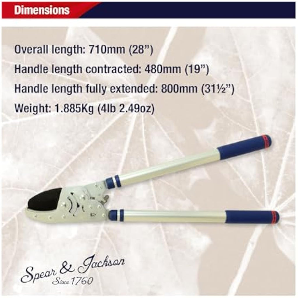 Spear & Jackson Heavy Duty Telescopic Ratchet Anvil Lopper – 8290RS