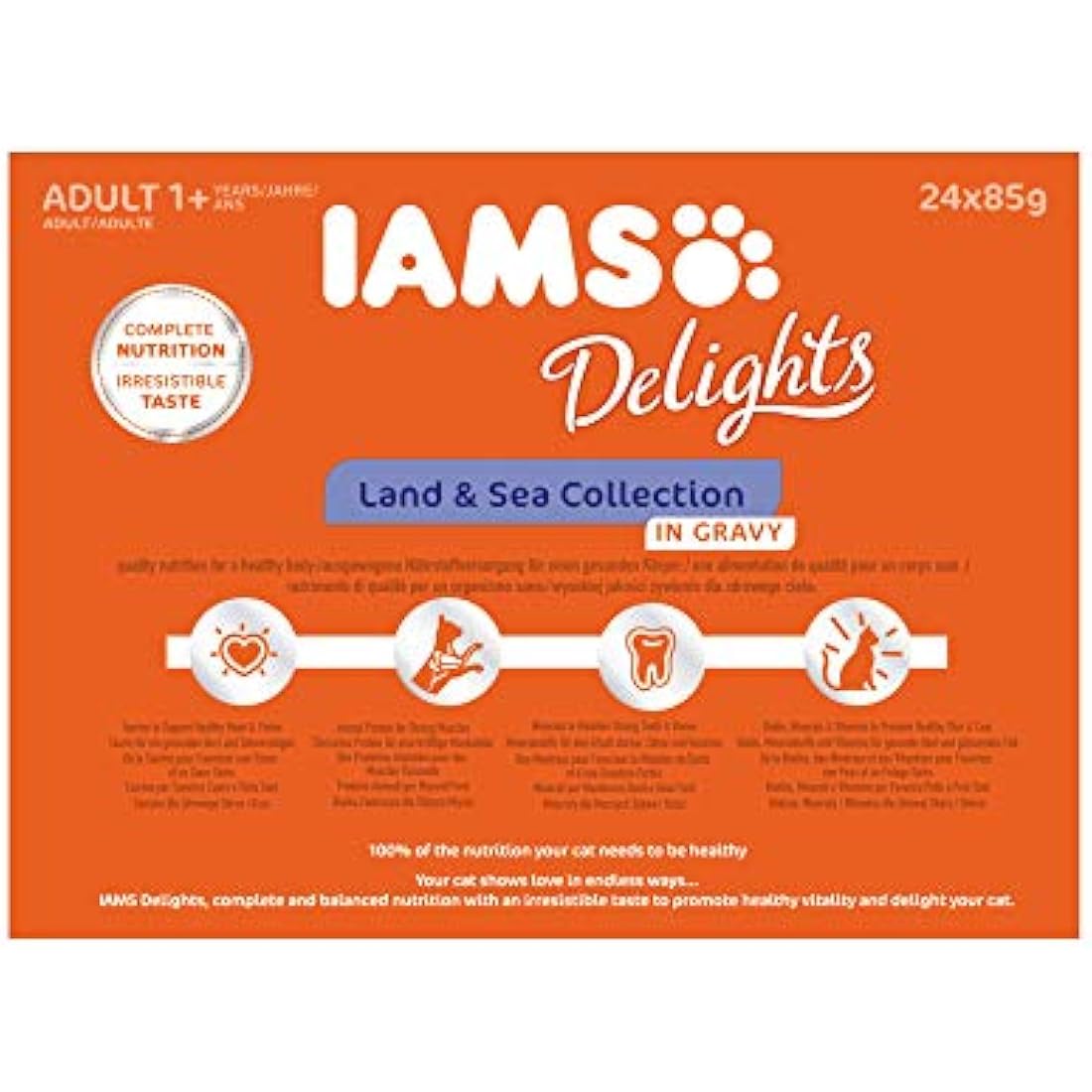 IAMS Delights Adult Wet Cat Food | Meat & Fish in Gravy | 24 x 85g