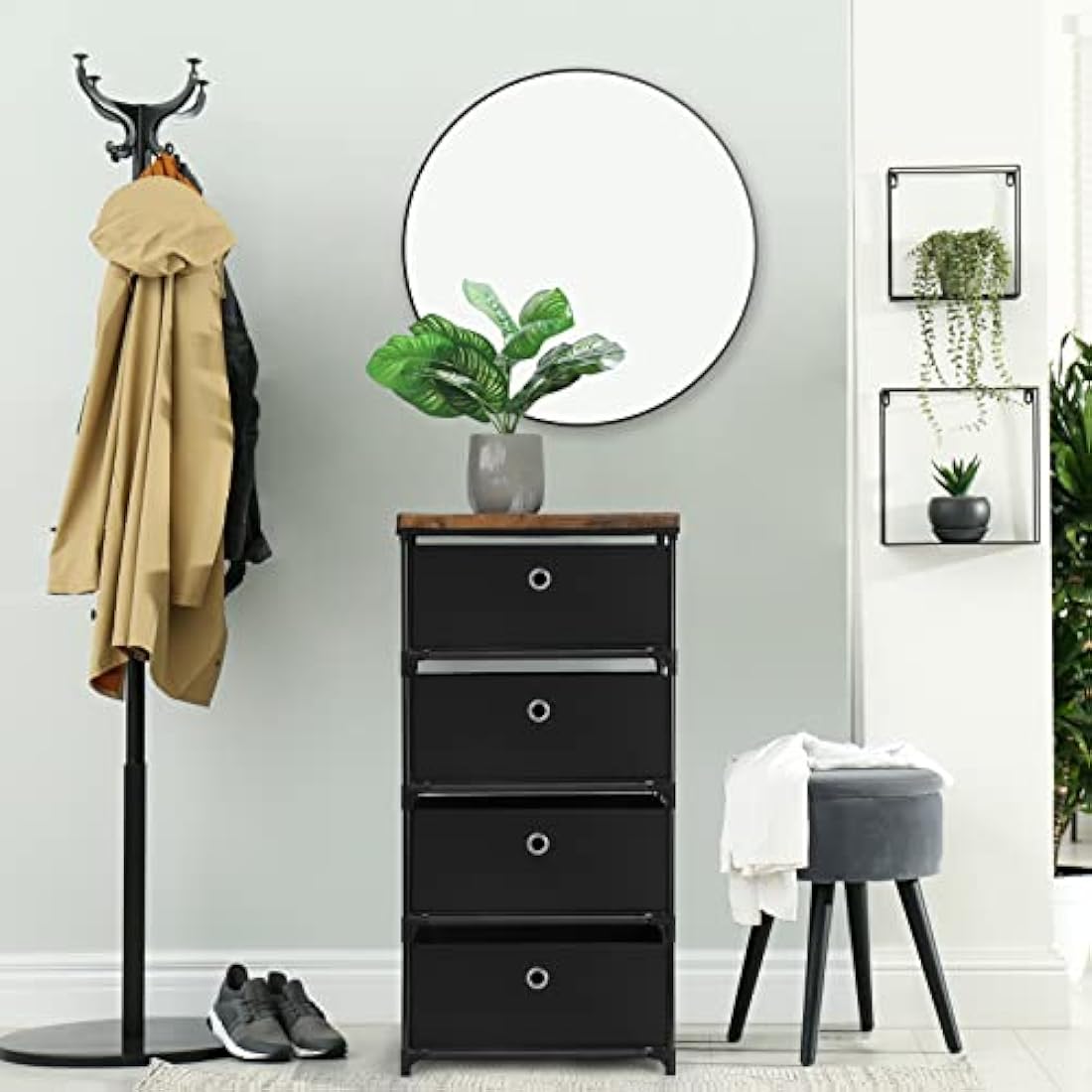 LIANTRAL 4-Drawer Fabric Dresser | Steel Frame Storage Organizer – Black