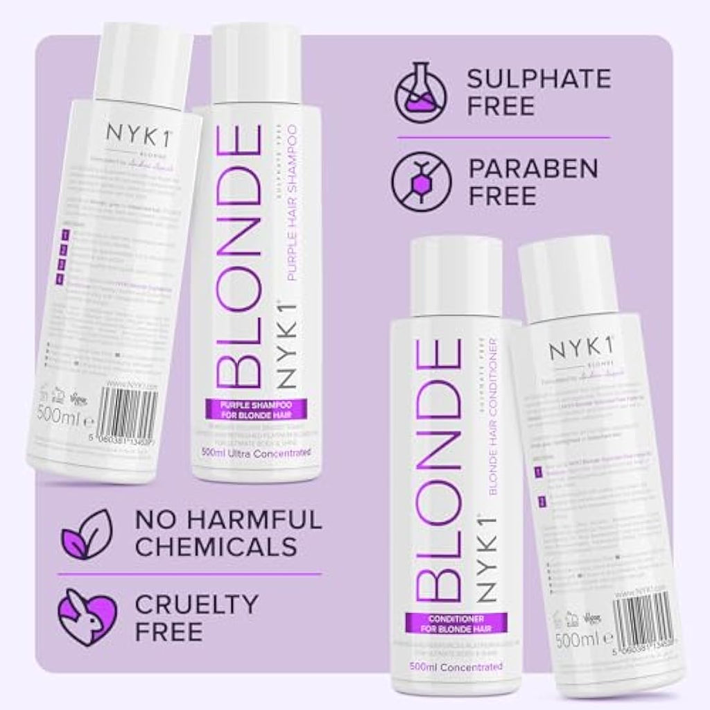 NYK1 Purple Shampoo and Conditioner Set - Sulphate Free Blonde Toner