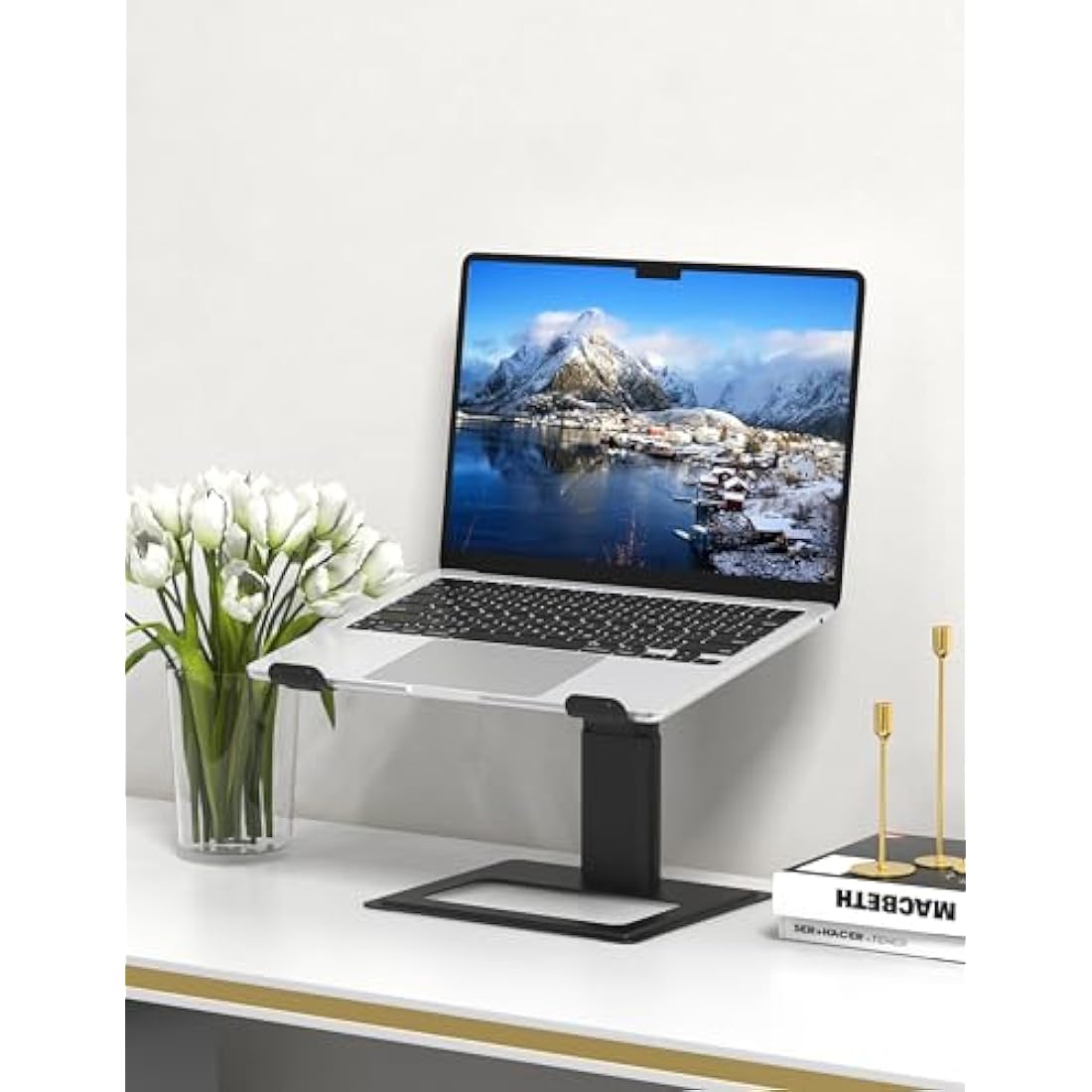 Soundance Adjustable Laptop Stand – Ergonomic Aluminum Riser, Black