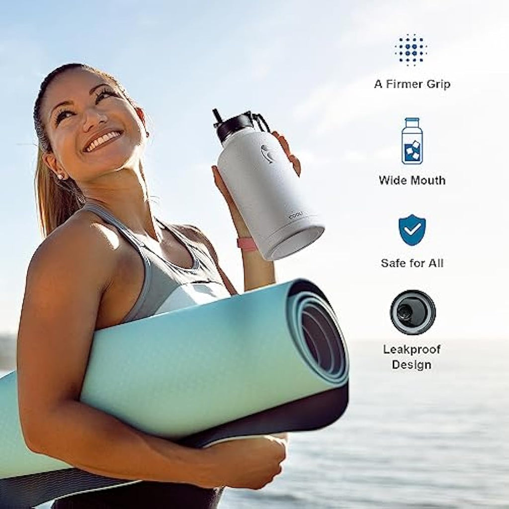 Coolflask 2L Insulated Water Bottle | Half Gallon Stainless Steel – Starry White