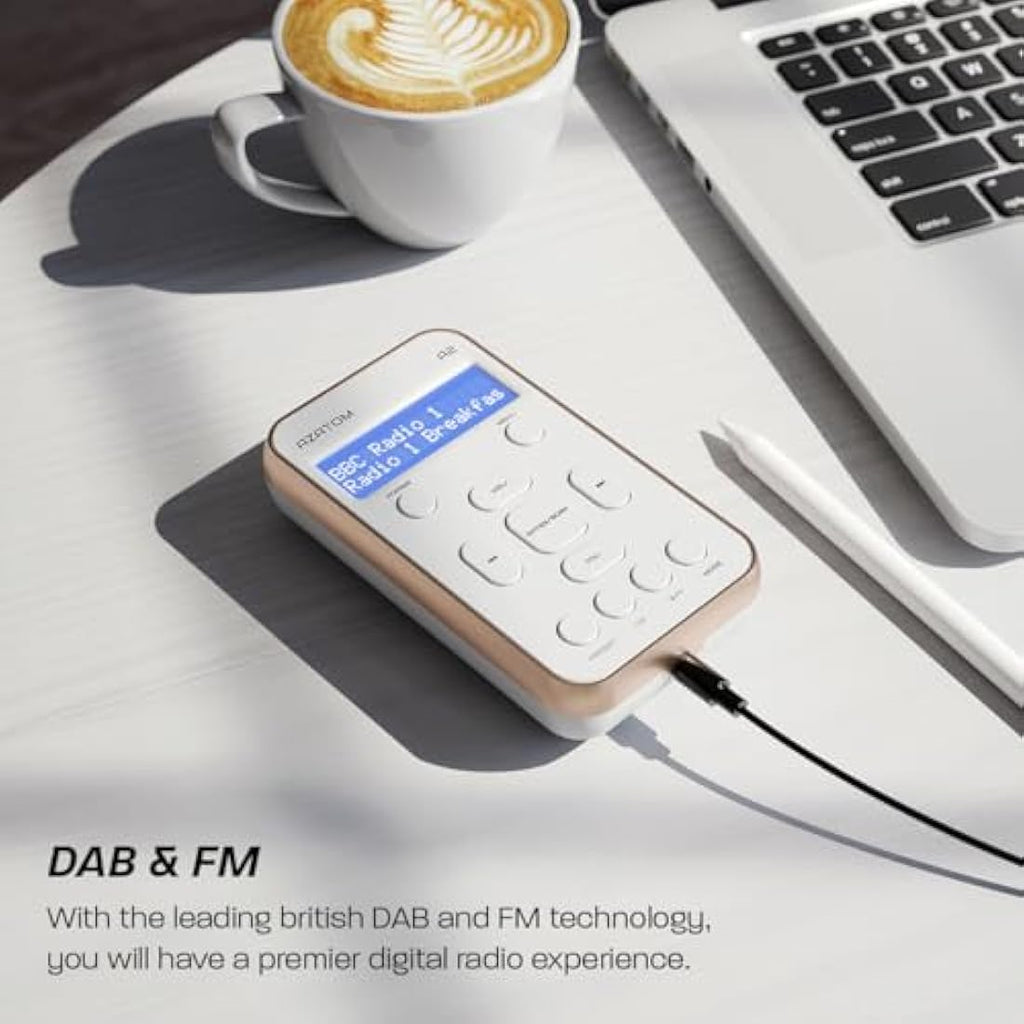 Azatom A2 Portable DAB/DAB+ & FM Digital Radio with Sports Earphones - White