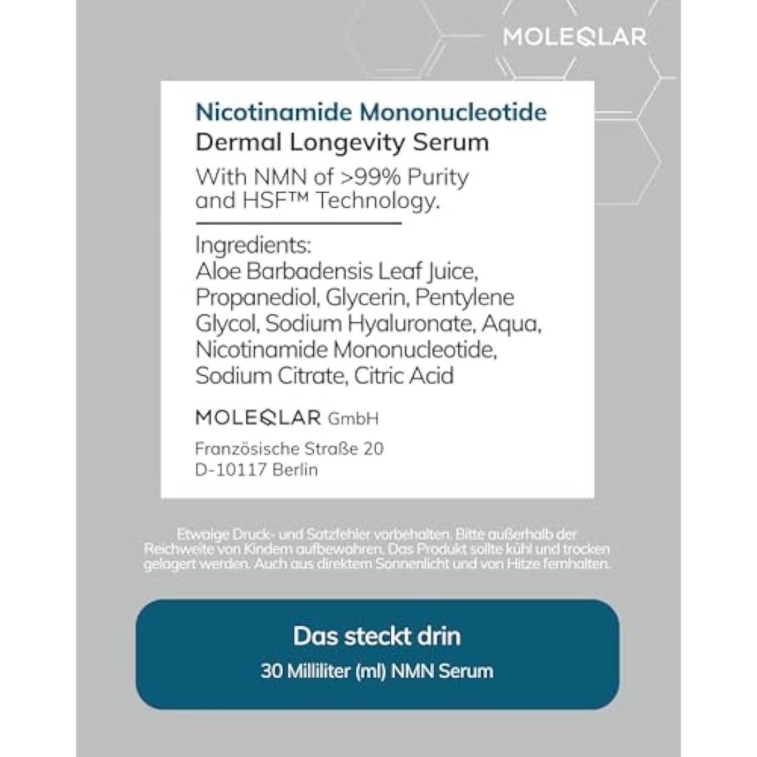 MoleQlar NMN Face Serum – Anti-Aging Skin Care with HSF Technology