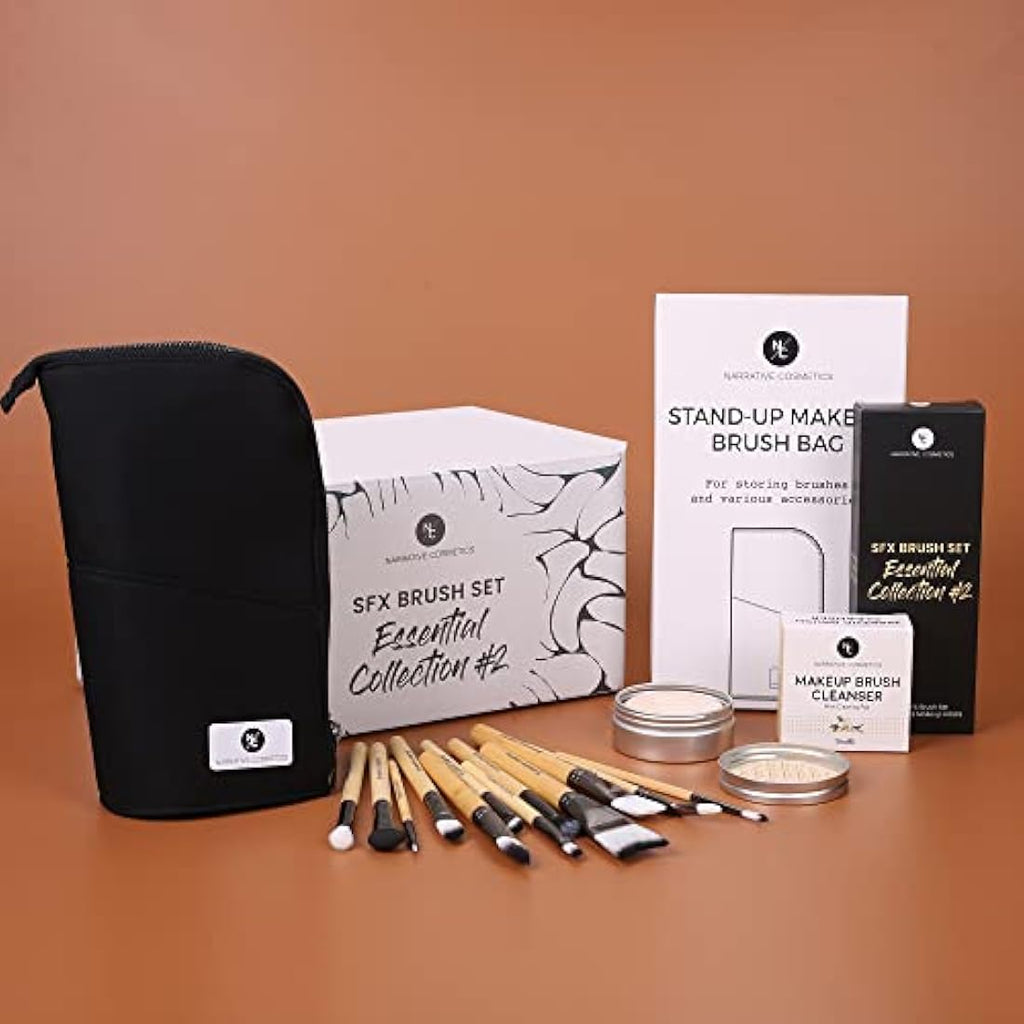 Narrative Cosmetics 12-Piece SFX Makeup Brush Kit with Soap & Bag