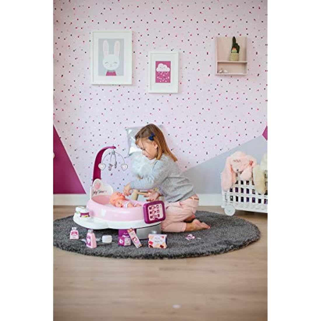 Smoby Baby Nurse Electronic Doll Nursery Set with 32cm Doll - Pink
