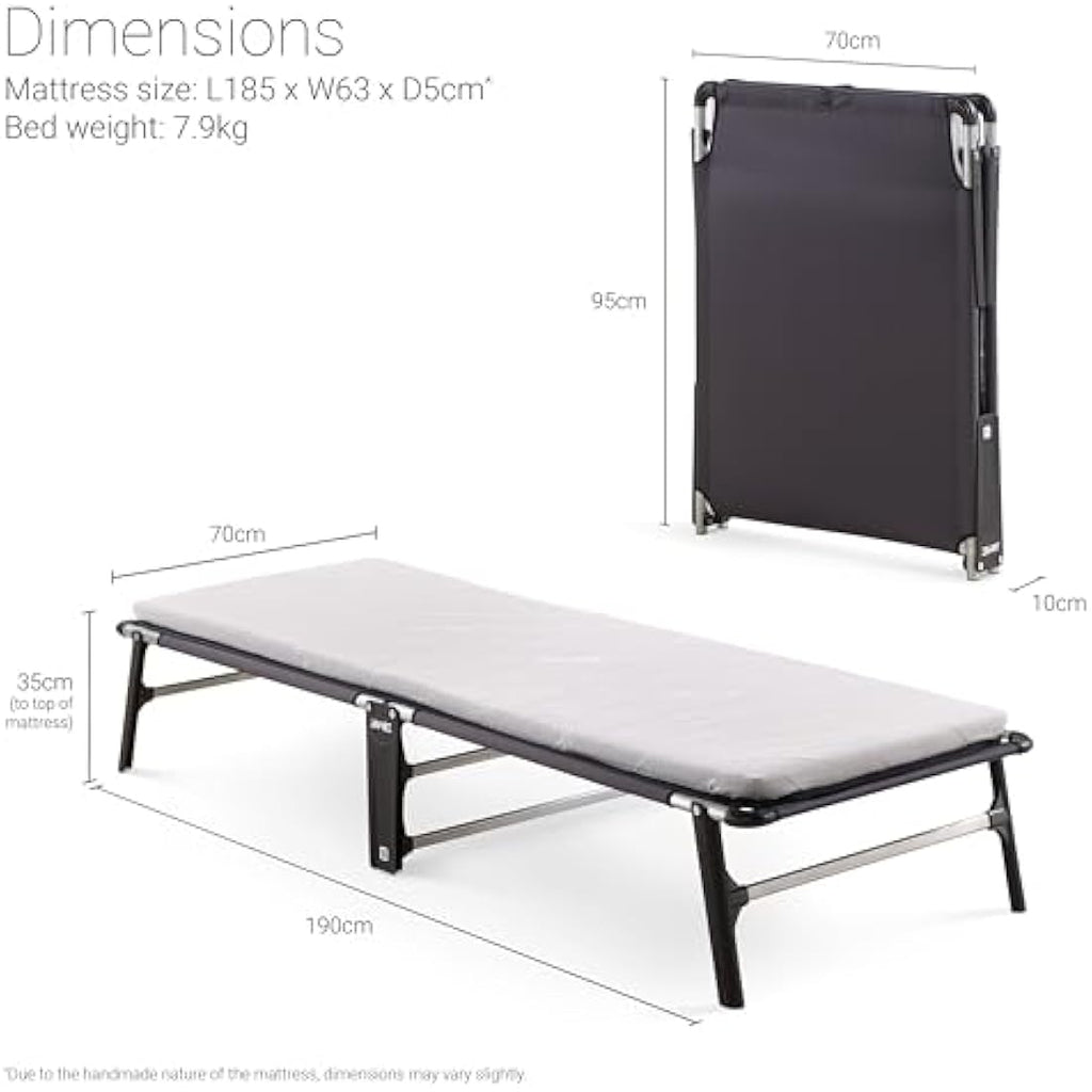 Jay-Be Single Folding Bed with Comfort E-Fibre Mattress | Black