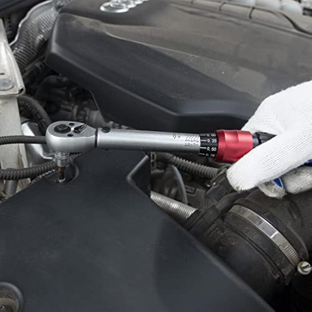 FOURROBBER 1/4-inch Drive Click Torque Wrench, 5-30Nm 90-Tooth Tool