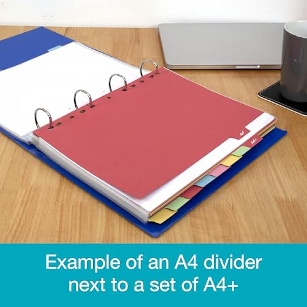 Elba A4+ Extra Wide 10-Part Card Dividers, Assorted Colors, 5 Sets