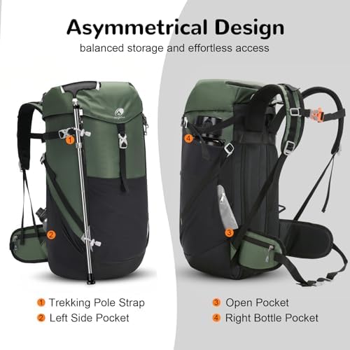 Outplea 50L Hiking Backpack – Large Front Opening Trekking Rucksack