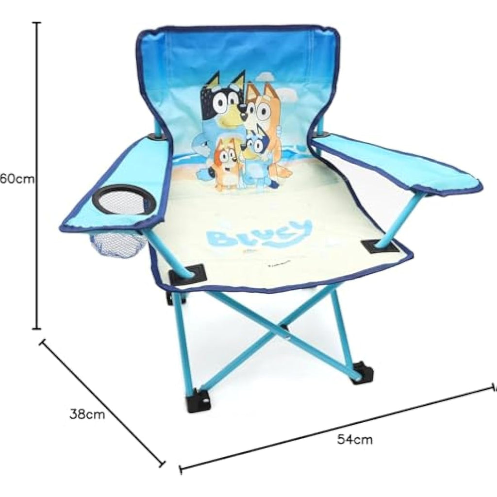 Bluey & Bingo Kids Folding Camping Chair with Cup Holder & Bag