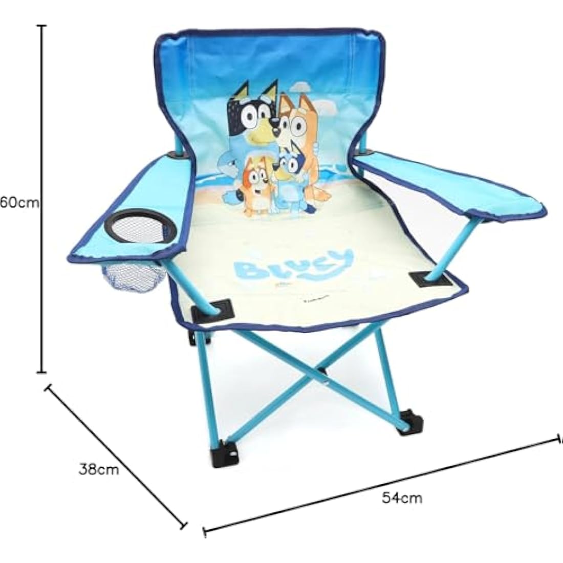 Bluey & Bingo Kids Folding Camping Chair with Cup Holder & Bag