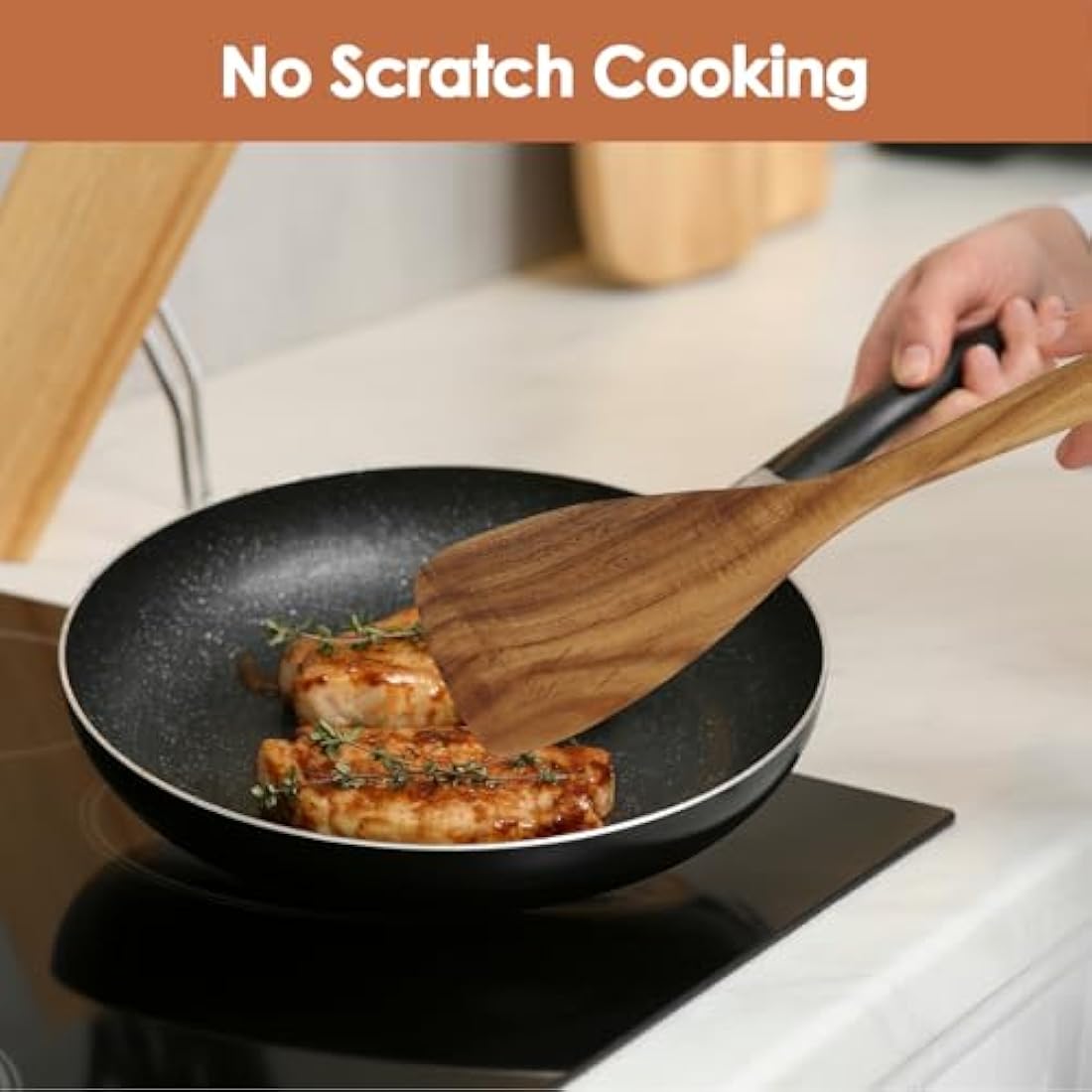 Teak Wooden Spoons – 7-Piece Nonstick Kitchen Utensil Set