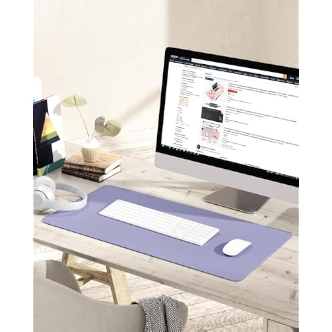 YSAGi PVC Leather Desk Pad – Waterproof Non-Slip Writing Mat, Lavender