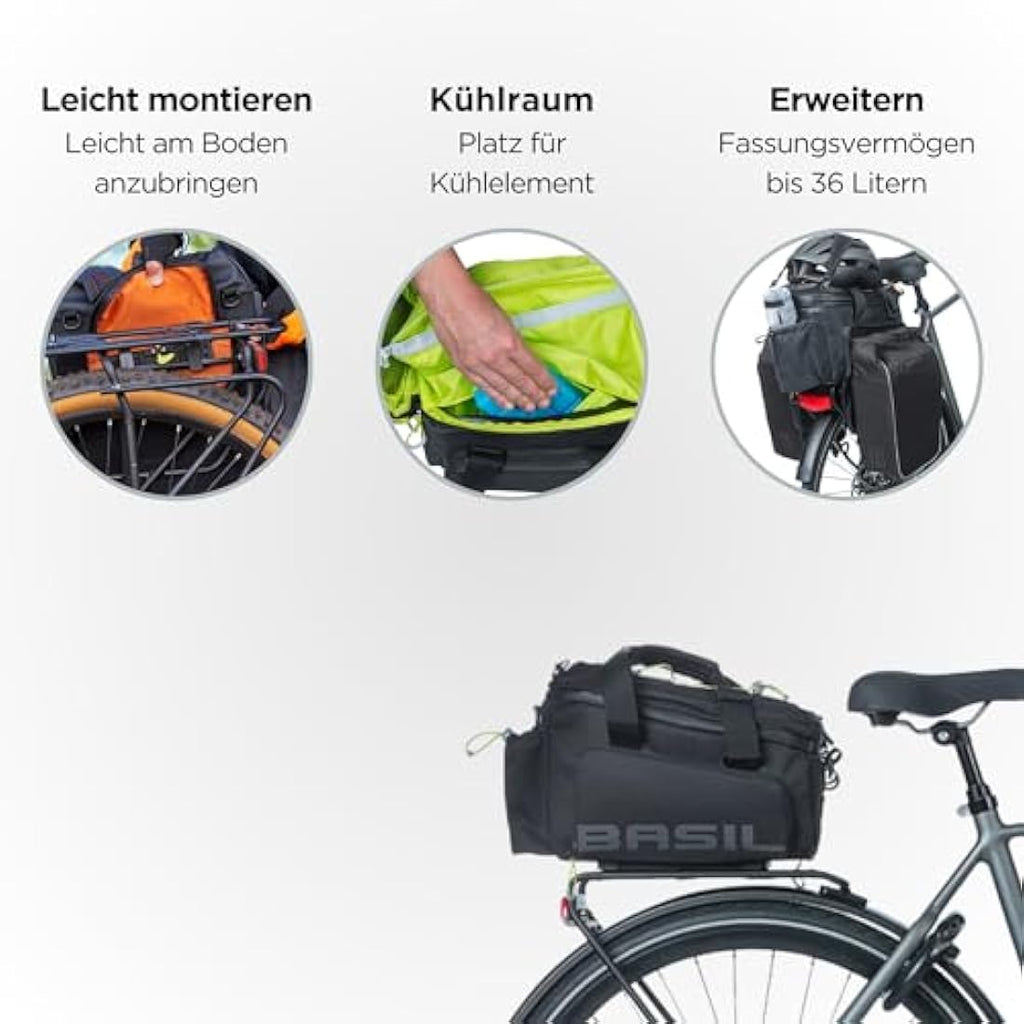 Basil Miles XL Pro MIK Trunkbag – 9-36L Waterproof Bike Storage Bag
