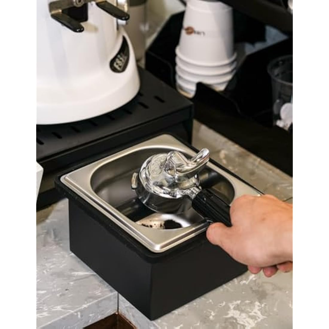 Stainless Steel Espresso Knock Box with Silicone Bar