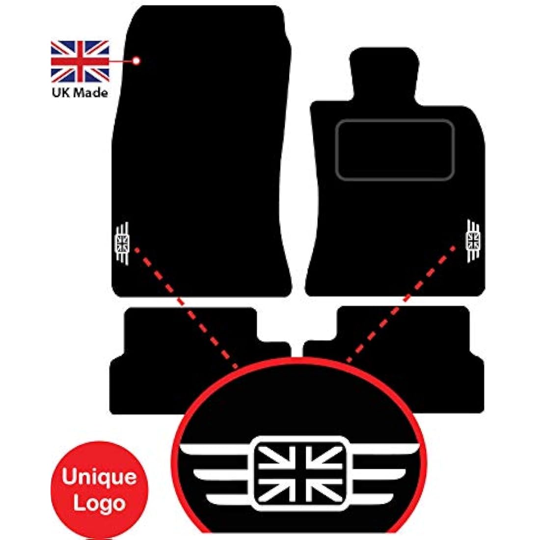 Car Floor Mats for Mini Cooper R56 2006-2013 | Silver Edging