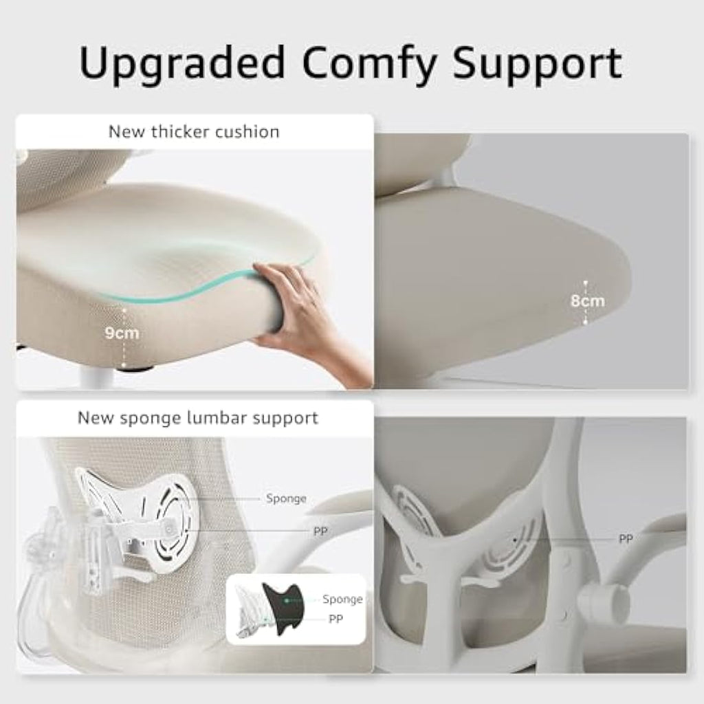 Hbada Ergonomic Office Chair – Mesh Desk Chair with Lumbar Support, Grey