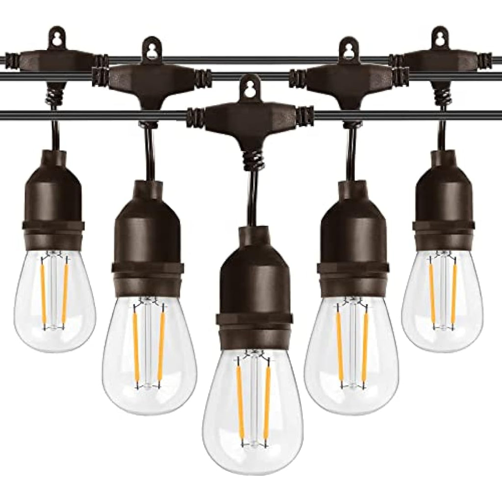 Spacelumen 49FT Outdoor String Lights | 16 S14 LED Bulbs | IP65 Waterproof