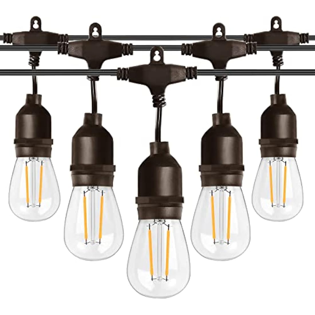 Spacelumen 49FT Outdoor String Lights | 16 S14 LED Bulbs | IP65 Waterproof