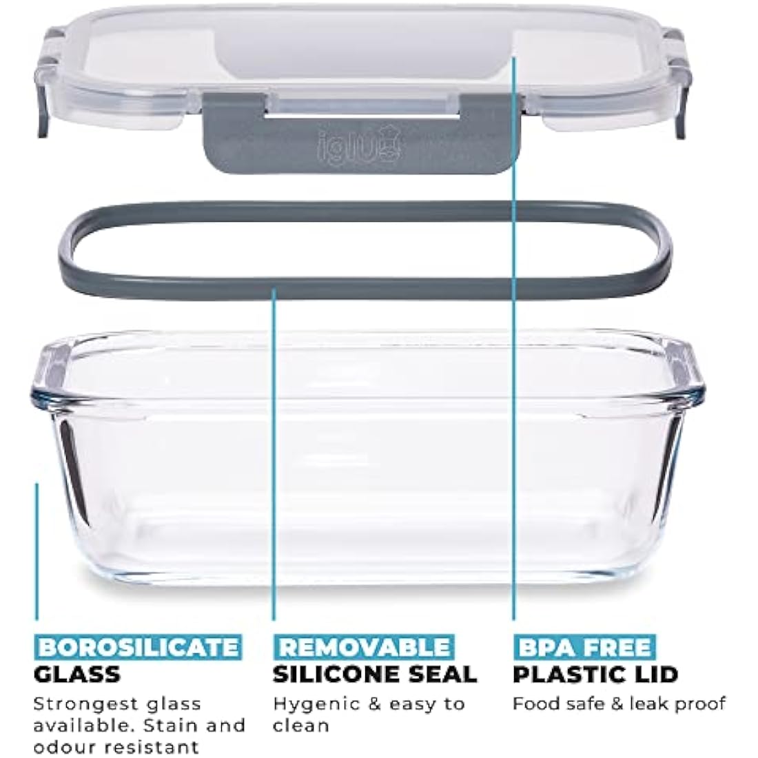 Igluu Glass Meal Prep Containers - 10 Pack Airtight Borosilicate Oven Safe