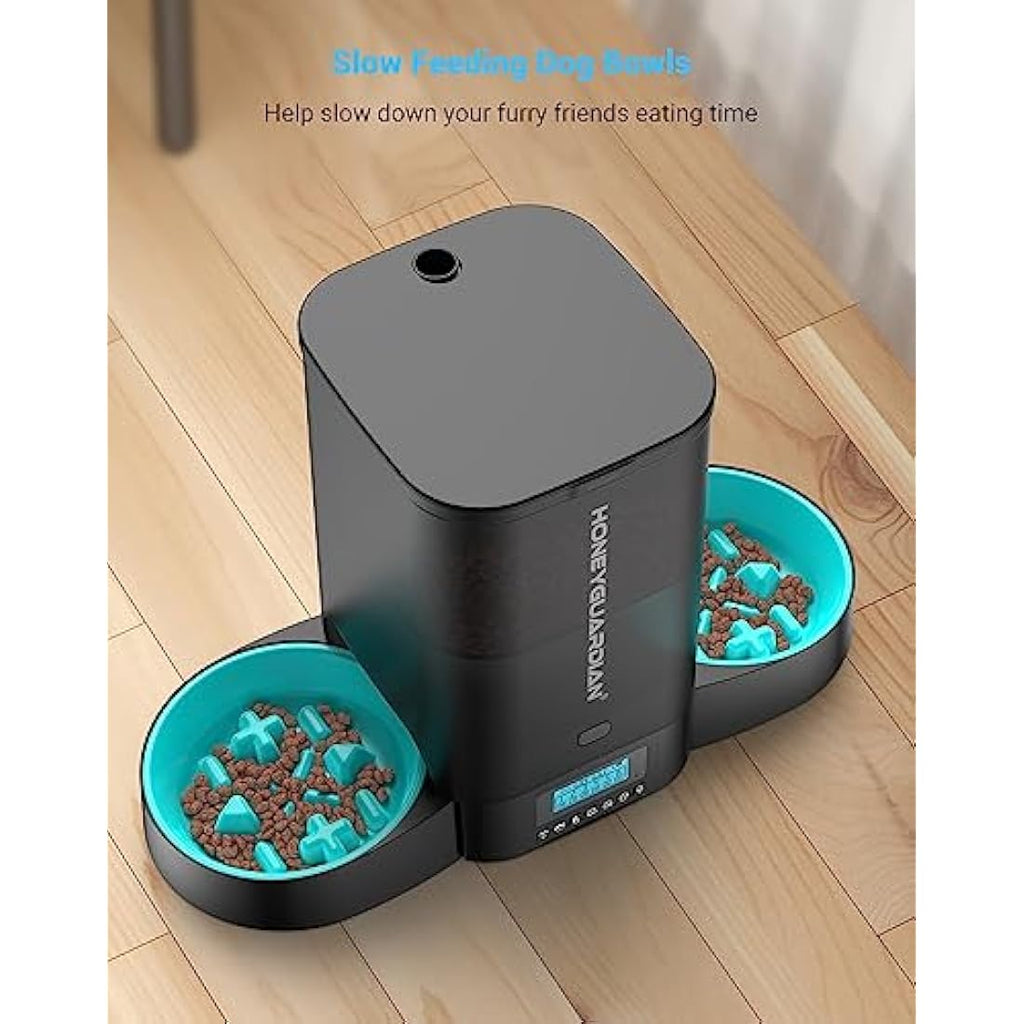 HoneyGuaridan Dual Automatic Cat Feeder | 3.5L Timed Slow Feeder for 2 Cats