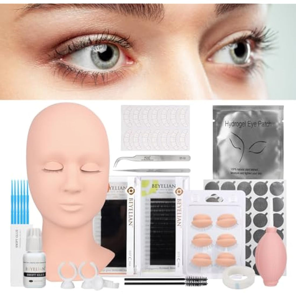 BEYELIAN Eyelash Extension Kit – Silicone Mannequin Head Training Set