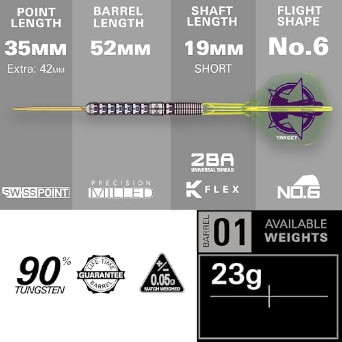 Target Darts Luke Littler 2025 World Champion 90% Tungsten Steel Tip - 23g