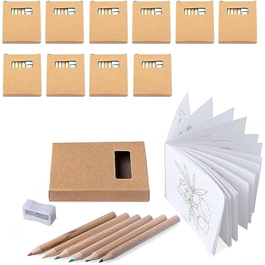 Jolof Store Bulk Mini Coloring Sets - 50 Packs with Pencils & Books