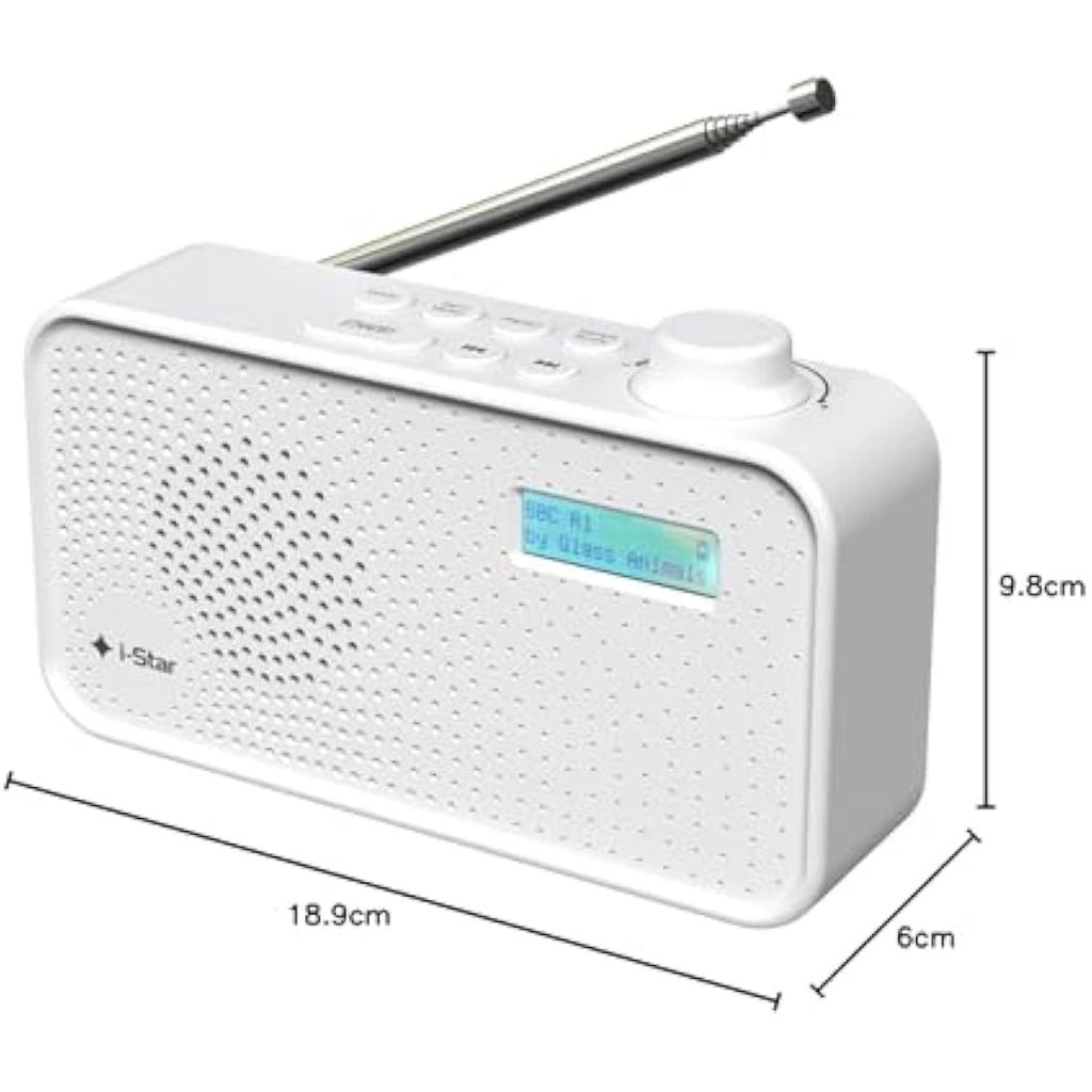 iStar Portable DAB/DAB+ & FM Digital Radio | Battery or Mains - White