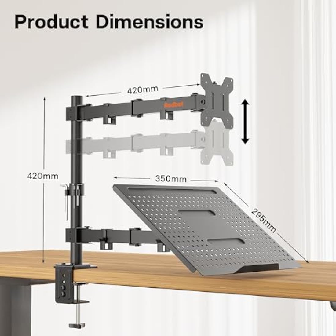 Redbat Adjustable Monitor Arm and Laptop Stand for 13-32 Inch Screens