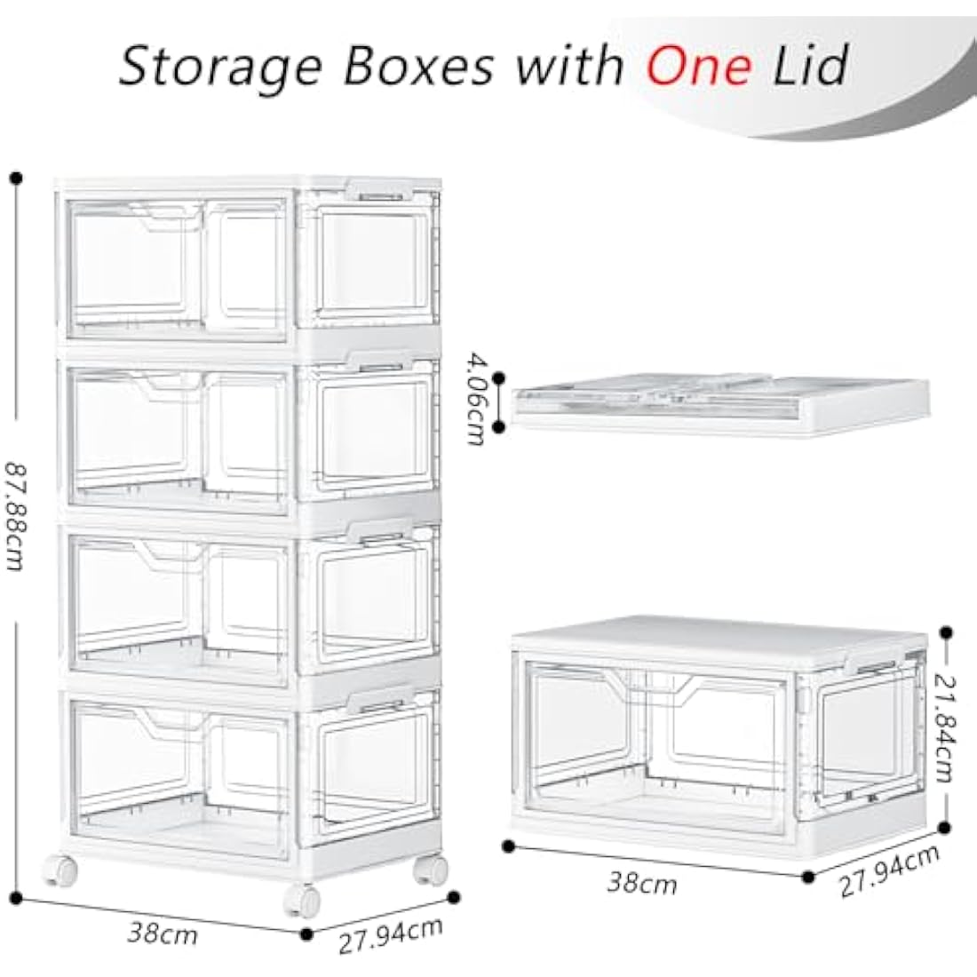 TidyTrove 4-Tier Stackable Storage Boxes | 23L Foldable Plastic Bins