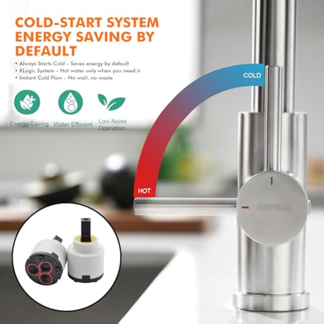 GRIFEMA G4008 Kitchen Mixer Tap | High Arc 360° Swivel Stainless Steel