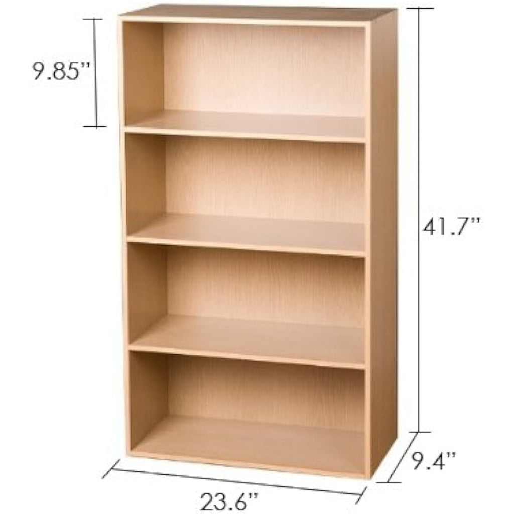 Furinno Pasir 4-Tier Open Shelf Display Rack - Steam Beech Wood