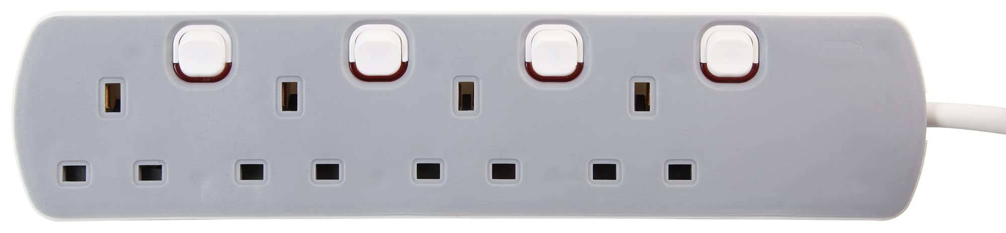 Pro Elec 4 Gang Individually Switched Extension Lead - 10m Grey Cable
